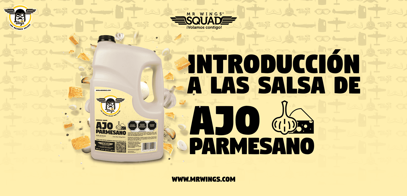 Banner salsa Ajo parmesano fondo beige